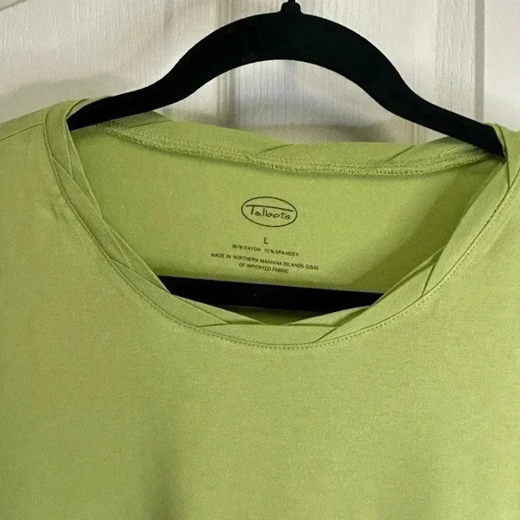 💚”Talbots” NWT Green (Chartreuse) Short Sleeved Super Soft Tee Size L💚 - Picture 4 of 9